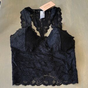 Elegant Black Lace Bandeau Bra by Kathy